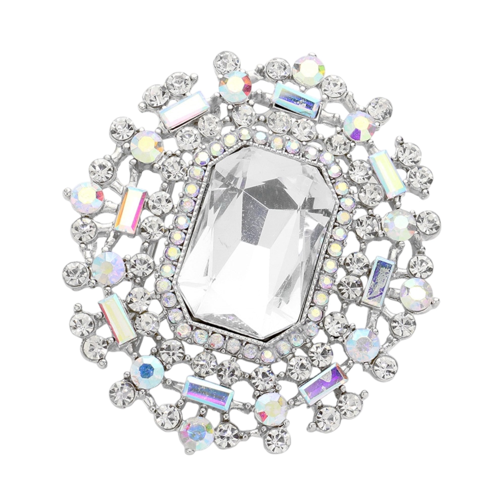 glass stone pearl brooch