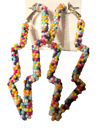 rainbow seed bead earring