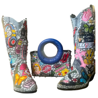 My Generation Patch Boots Purse Set