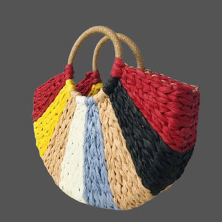 semicircle straw retro handbag