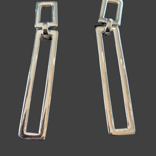 Hollow rectangle clip on earring