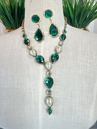 Vintage gem drop necklace