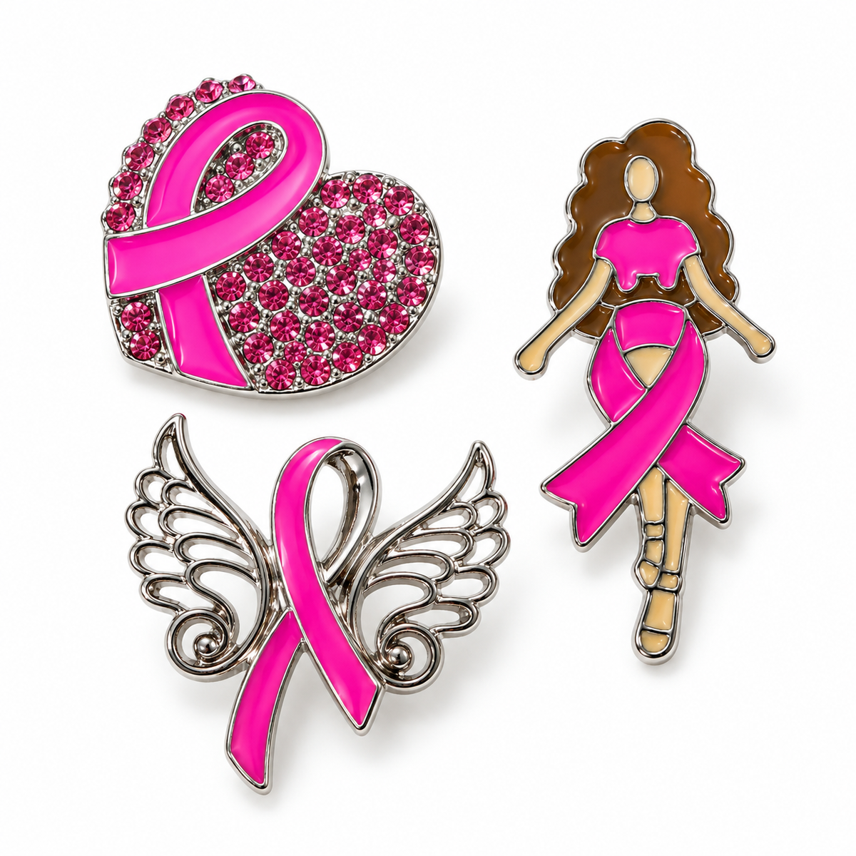Breast cancer awareness brooch
