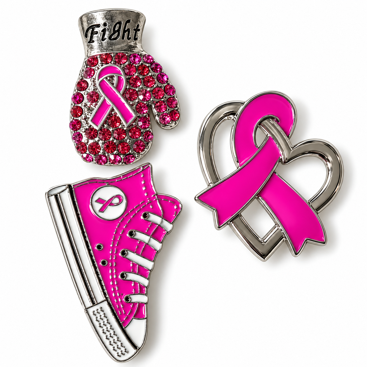 Breast cancer awareness brooch