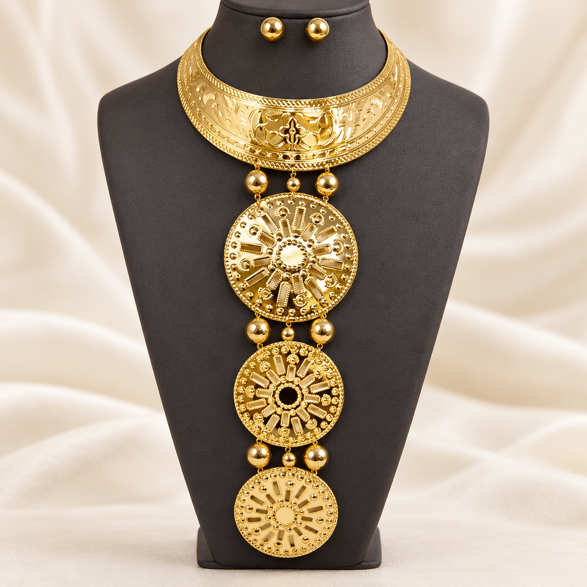 Solar Statement Collar Necklace & Earring Set