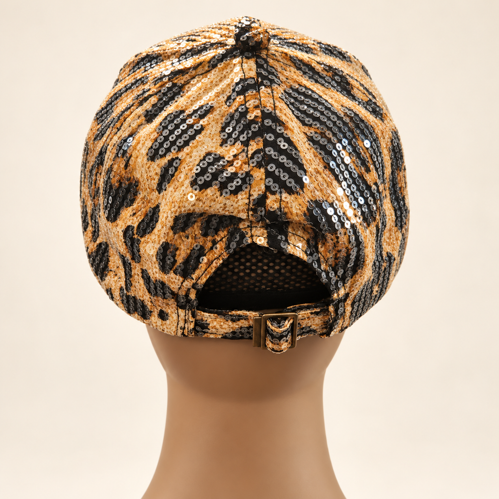 sequin leopard cap