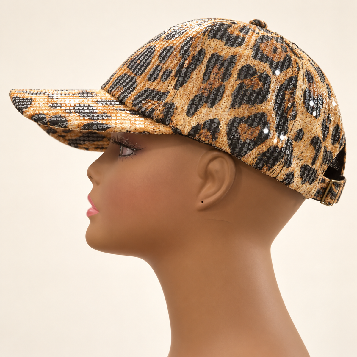 sequin leopard cap