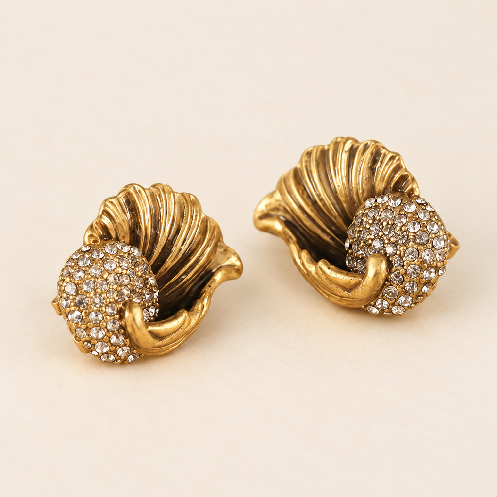 shell crystal earrings