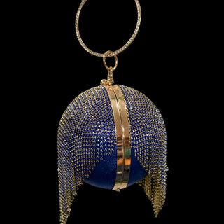 Blue Gold Bling Ball Handbag