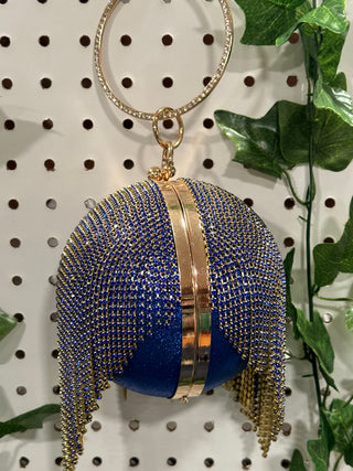 Blue Gold Bling Ball Handbag