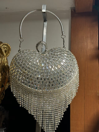 Silver Heart Chromed Bling Handbag