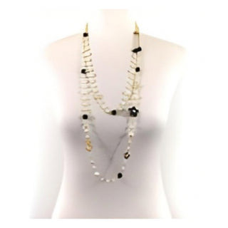 Gold Cream Pearl & Flower Necklace Set