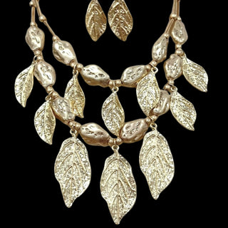 Gold Leaf Necklace Set