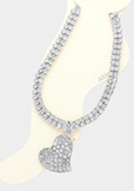 heart bling anklet