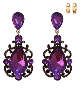 Purple passion gem earrings/ clip ons