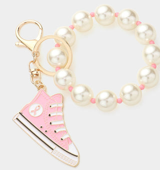 pink ribbon sneaker bracelet /key holder