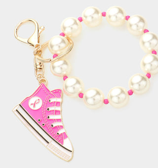 pink ribbon sneaker bracelet /key holder