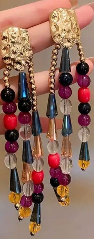 Colorful bead tassle earrings