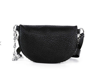 cross accented sling handbag