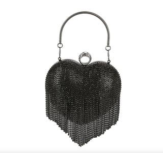 Black heart bling handbag