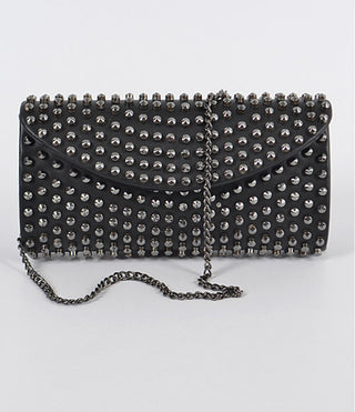 Studded monotone clutch handbag