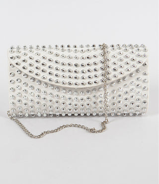 Studded monotone clutch handbag