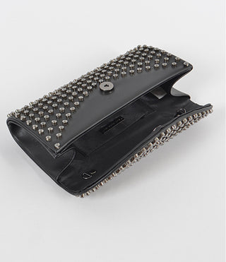 Studded monotone clutch handbag