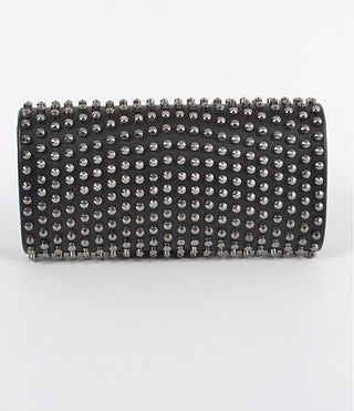 Studded monotone clutch handbag