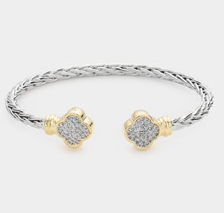 Lux clover pavestone bangle bracelet