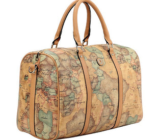 Map weekender duffle handbag