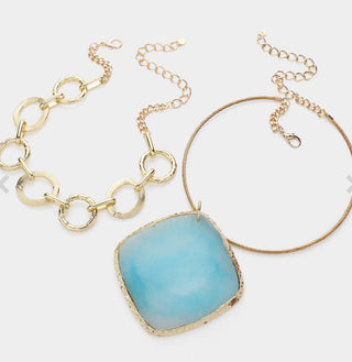 Lux Agate Necklace and Earring Set