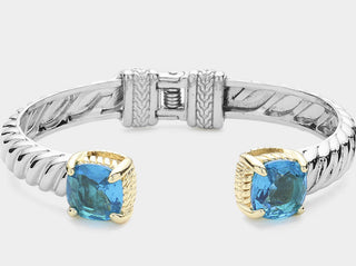 CZ Stone Paved Hinged Cuff Bracelet