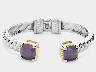 CZ Stone Paved Hinged Cuff Bracelet