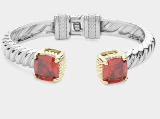 CZ Stone Paved Hinged Cuff Bracelet