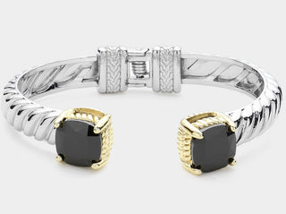 CZ Stone Paved Hinged Cuff Bracelet