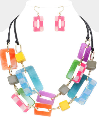 Specs and checks Resin necklace