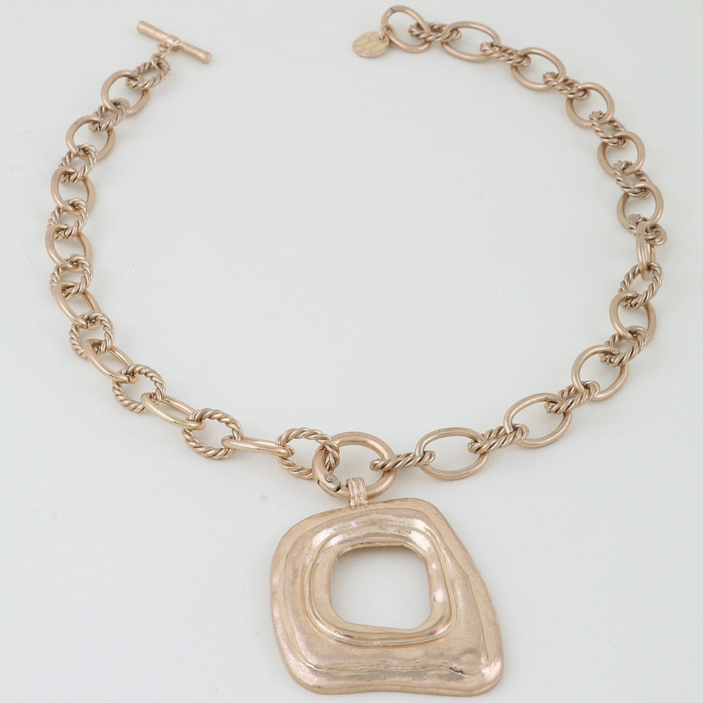 Rippled Cubic Link Chain Necklace