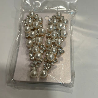 cluster pearl drop clip on earring