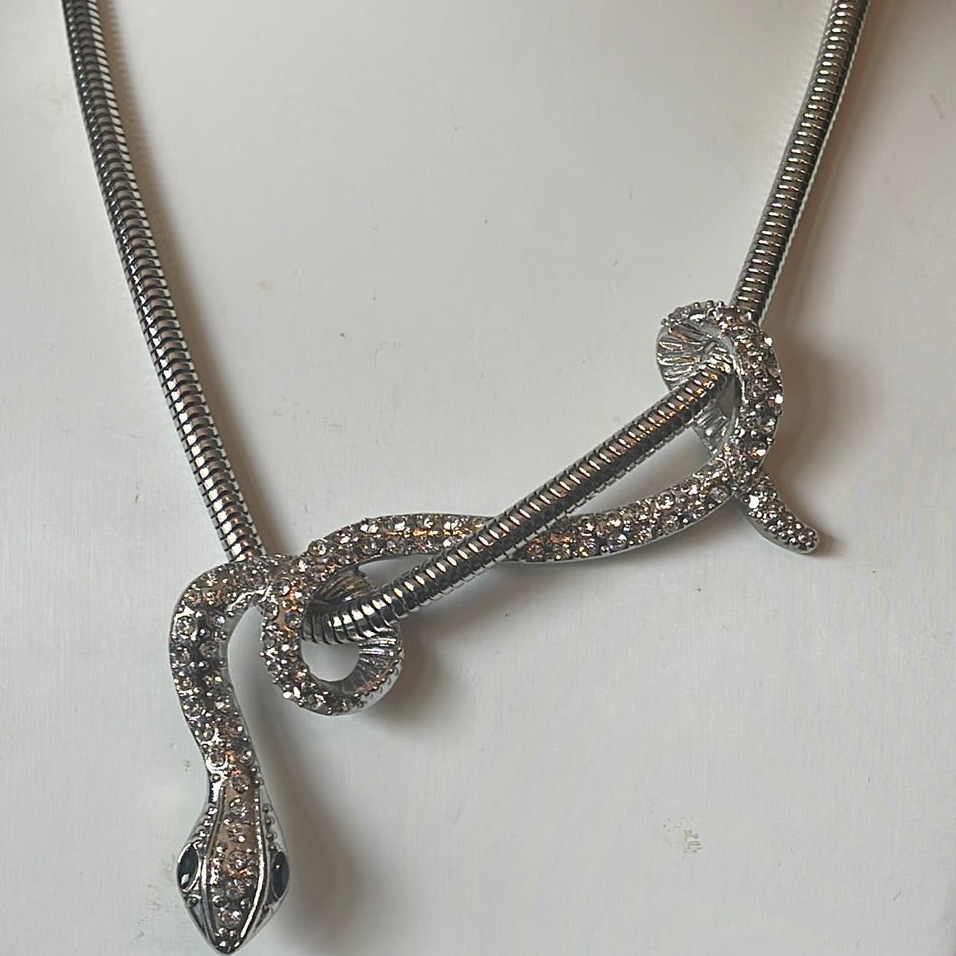 Pave snake statement necklace