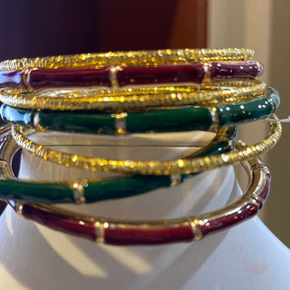 colored bamboo bangle set 7 stack