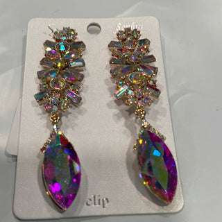 drip gem clip on earring