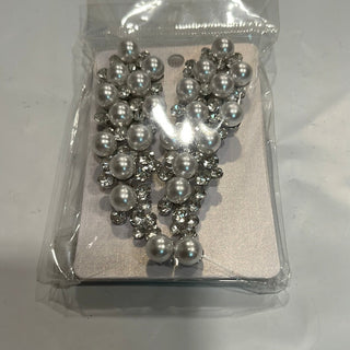 cluster pearl drop clip on earring