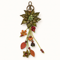 Green handcrafted leather flower beaded purse charm keychain
