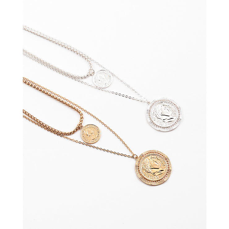 Silver Double Coin Necklace