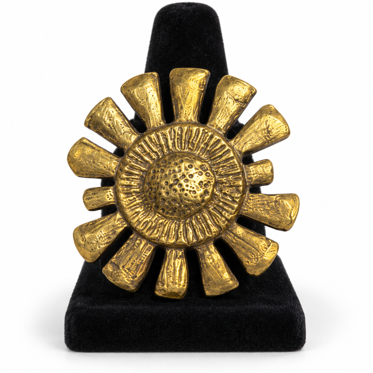 Sunburst Bloom Adjustable Brass Ring