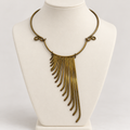 Vintage abstract brass fringe necklace, bust display
