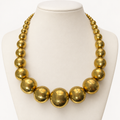 Vintage graduated brass ball necklace — on bust